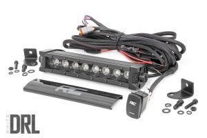 LED Light Bar - Rough Country - Single Row, Cool White DRL - Black